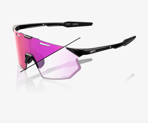 100% Hypercraft SQ Gloss Black Sunglasses, Purple Mirror Photochromic Lens