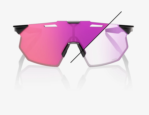 100% Hypercraft SQ Gloss Black Sunglasses, Purple Mirror Photochromic Lens