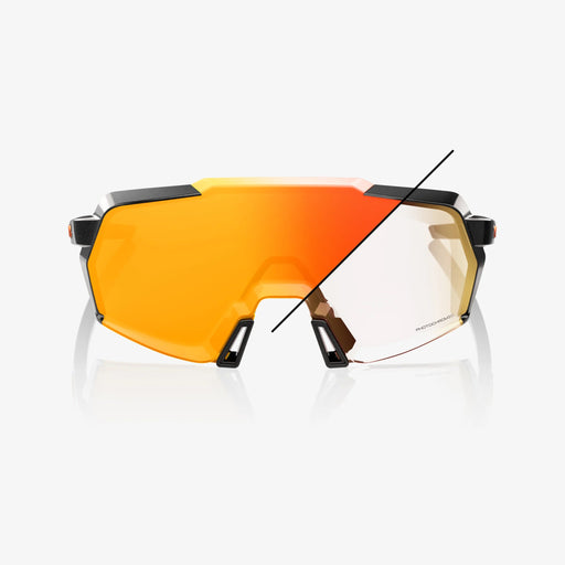 100% Korbin Sunglasses, Gloss Metallic Black frame - Orange Flash Mirror Photochromic Lens