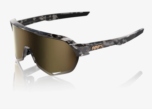 100% S2 Gloss Black Havana Sunglasses - Soft Gold Mirror