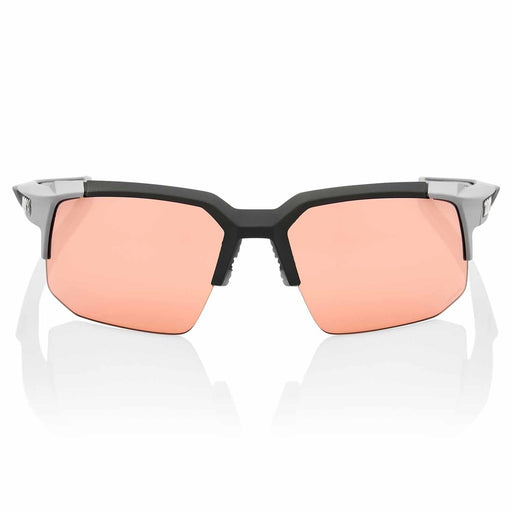 100% Speedcoupe Soft Tact Stone Grey Cycling Sunglasses - HiPER Coral Lens