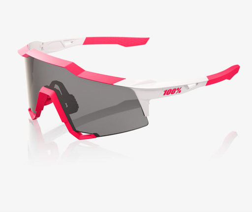 100% Speedcraft Puddy Pink White Sunglasses, Smoke Lens